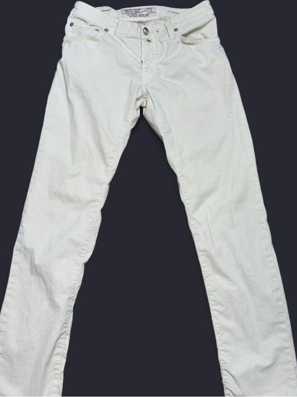 Jacob Cohën Tailored Jeans Cream Micro Check Italian Denim Size 33